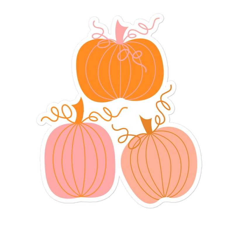 Pumpkin Trio Sticker Beautiful And Refined Glossy Pink Pumpkin Stickers  