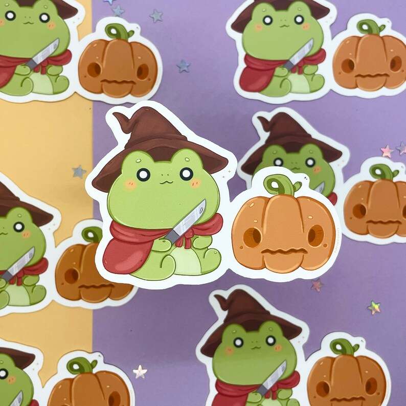 Frog Pumpkin Sticker Beautiful And Refined Glossy Cute Pumpkin Stickers   