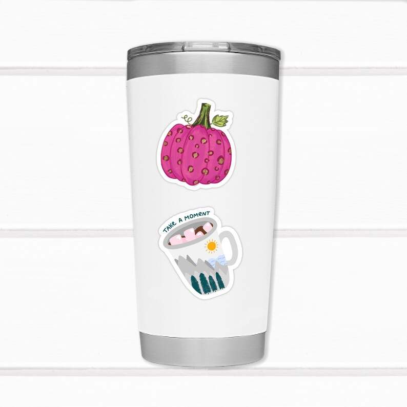 Waterproof And Scratch Resistant Stickers Beautiful And Refined Glossy Pink Pumpkin Stickers  