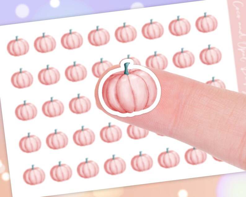 Pink Pumpkin Planner Stickers Beautiful And Refined Glossy Pink Pumpkin Stickers  #1