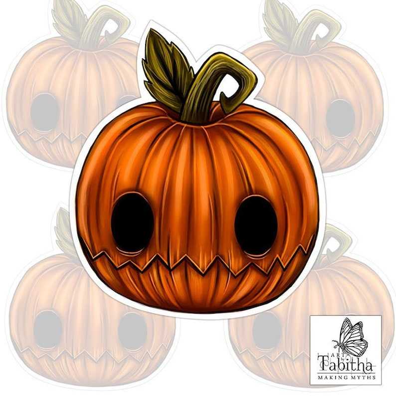 Cute Spooky Pumpkin Sticker Beautiful And Refined Glossy Cute Pumpkin Stickers   