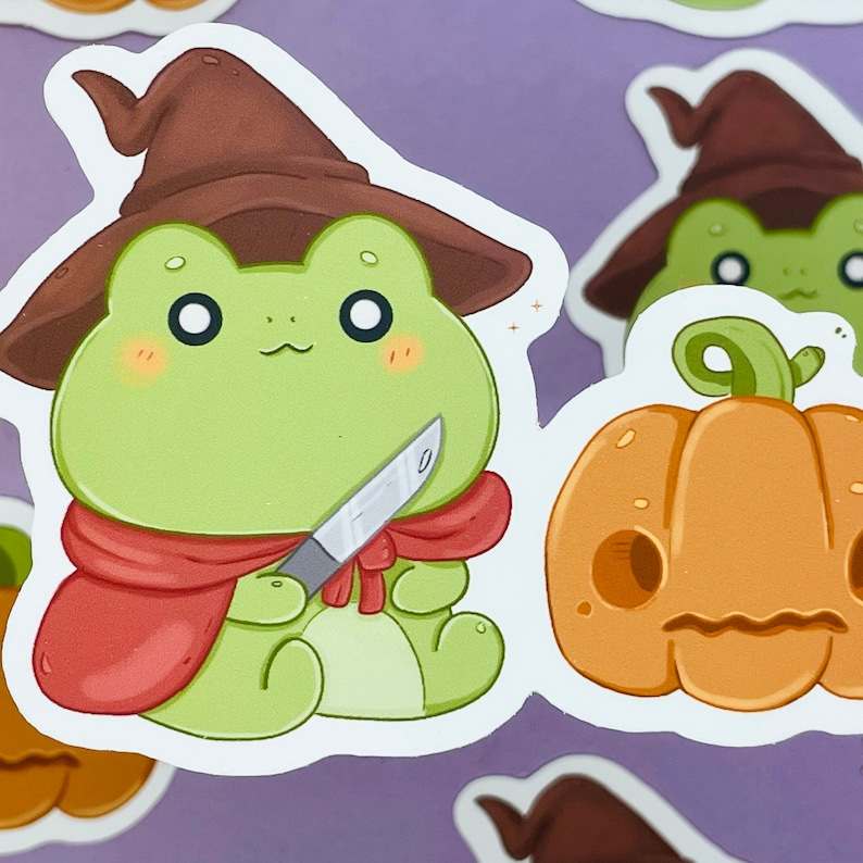 Frog Pumpkin Sticker Beautiful And Refined Glossy Cute Pumpkin Stickers  