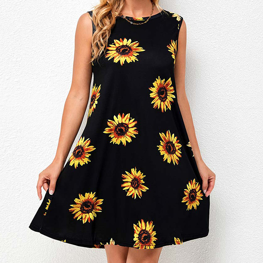 Pntutb Womens Clearance Dresses Plain Loose Floral Print Sunflower Print  Dress - Walmart.com