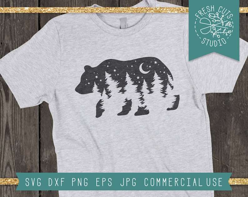 Pine Tree Silhouette Svg, Bear SVG File - Bear Silhouette svg - Bear Woods Svg - Pine Trees svg Forest
