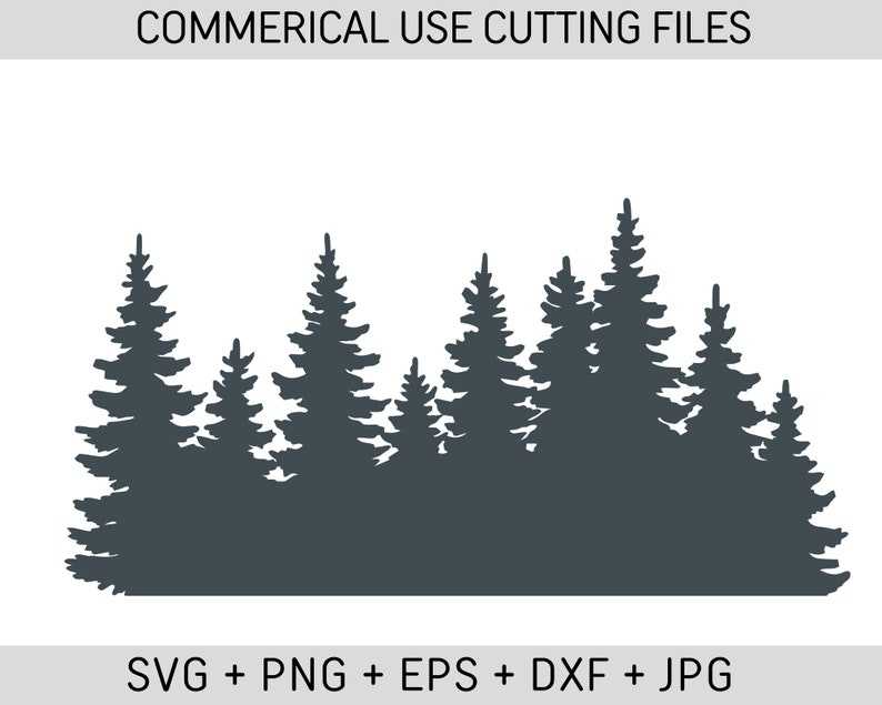Simple Pine Tree Svg, Forest svg Pine Tree Border svg Tree Line svg Tree svg Deer svg Forest Cut Files 