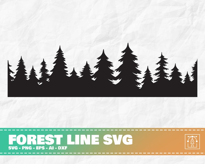 Pine Tree Silhouette Svg, Forest Line SVG Treeline svg Tree svg Tree Clipart svg Forest Clipart svg