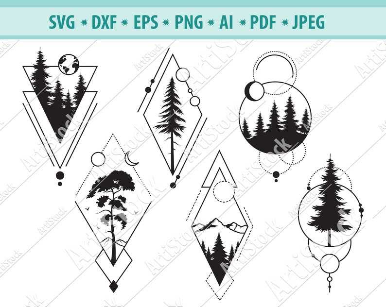 Simple Pine Tree Svg, Forest Svg Fir tree svg Woodland trees Svg Mystic Woods Svg Forest Silhouette 