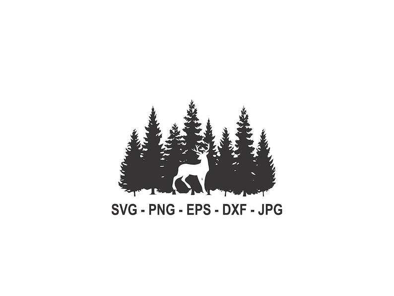 Pine Tree Svg, Pine Trees Svg Christmas Trees Svg Deer Svg Instant Download Svg#1