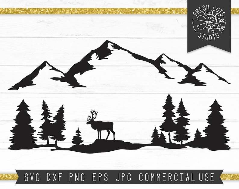 Simple Pine Tree Svg, Wilderness SVG Cut File - Caribou SVG Mountain Svg Forest svg - Pine Trees Svg Wildlife SVG