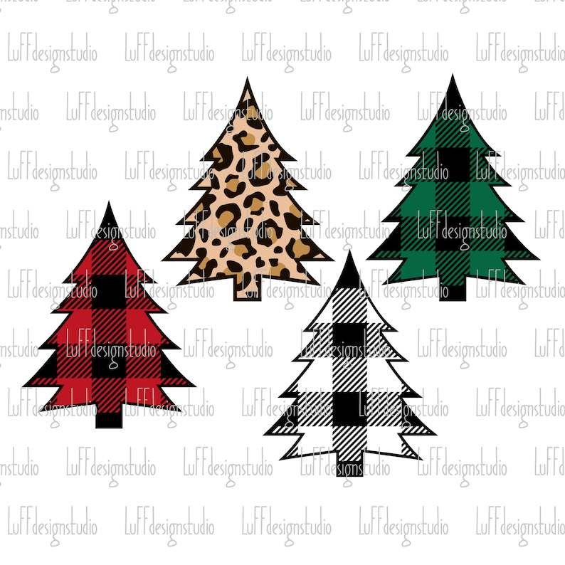 Pine Tree Svg, Christmas Tree SVG Bundle - Leopard Print SVG - Buffalo Plaid SVG#7