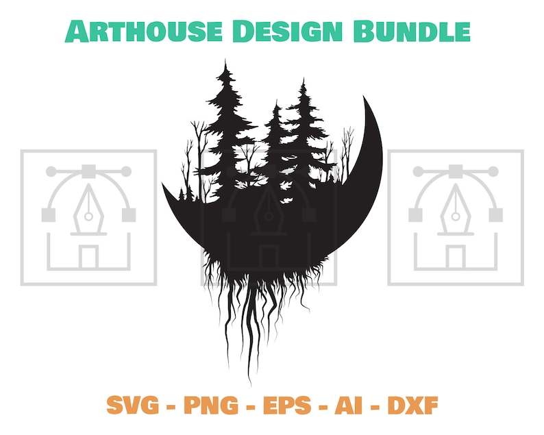 Pine Tree Svg, Moon and Trees SVG - Trees svg - Forest svg - Camping svg - Adventure svg