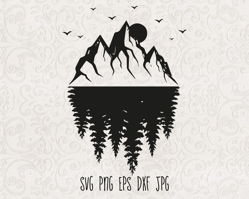 Pine Tree Svg, Mountains Svg Mountain Forest Svg Pine Trees Svg Cut Files Camping Clipart Outdoors Svg