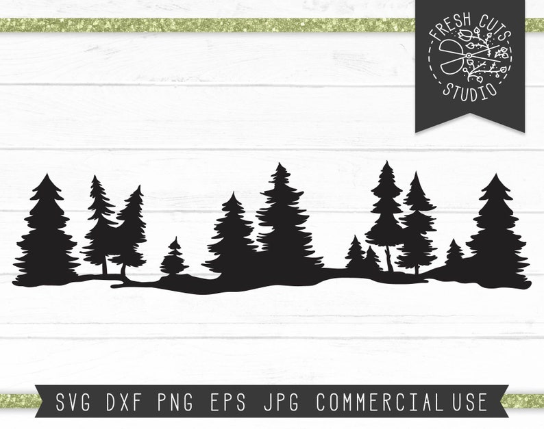Pine Tree Silhouette Svg, Pine Tree Forest SVG Cut File Instant Download Design - Rustic Woodland Svg