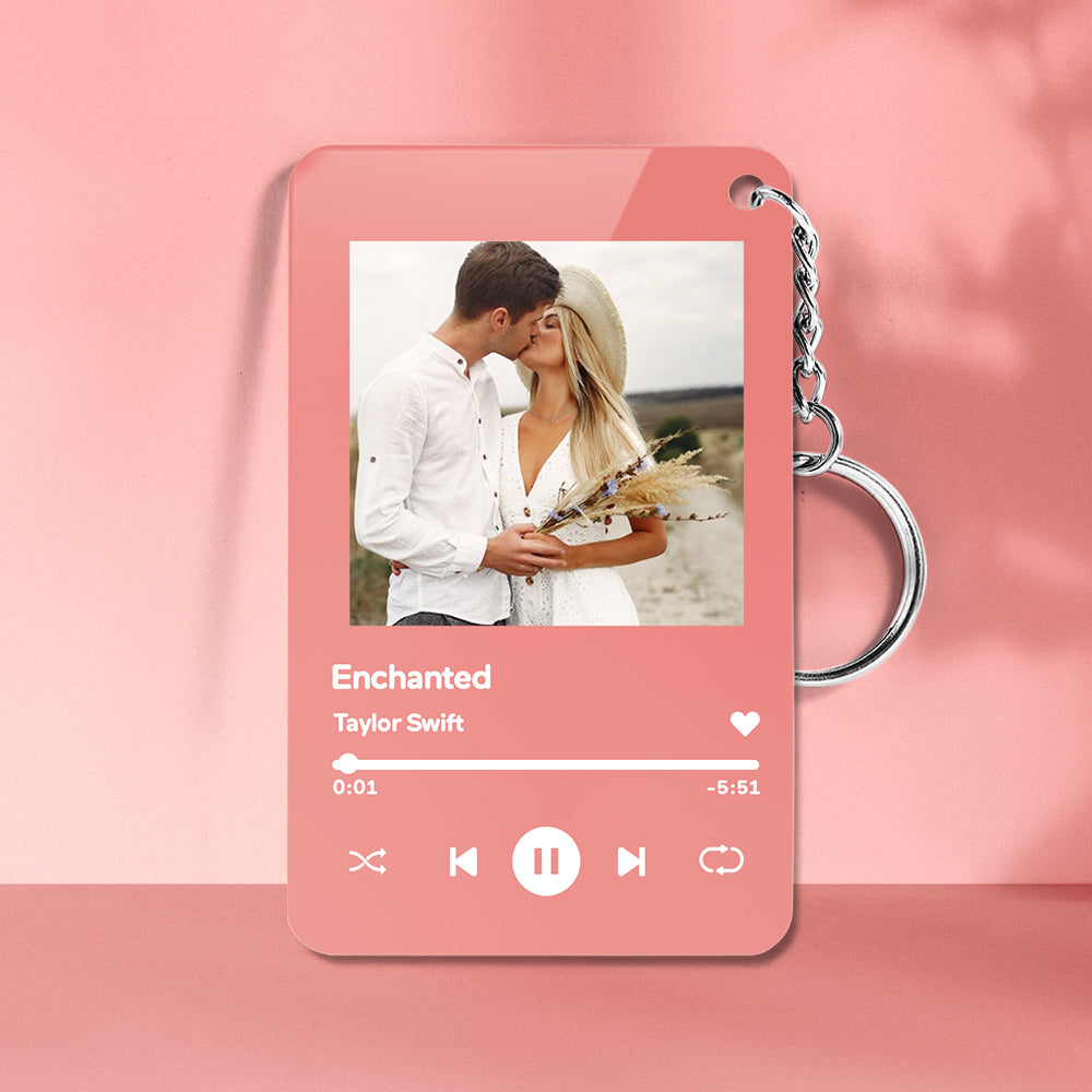 Portachiavi Spotify Personalizzato In Metallo – Targa Con Codice Musicale E Foto – Regalo Anniversario Coppia, San Valentino