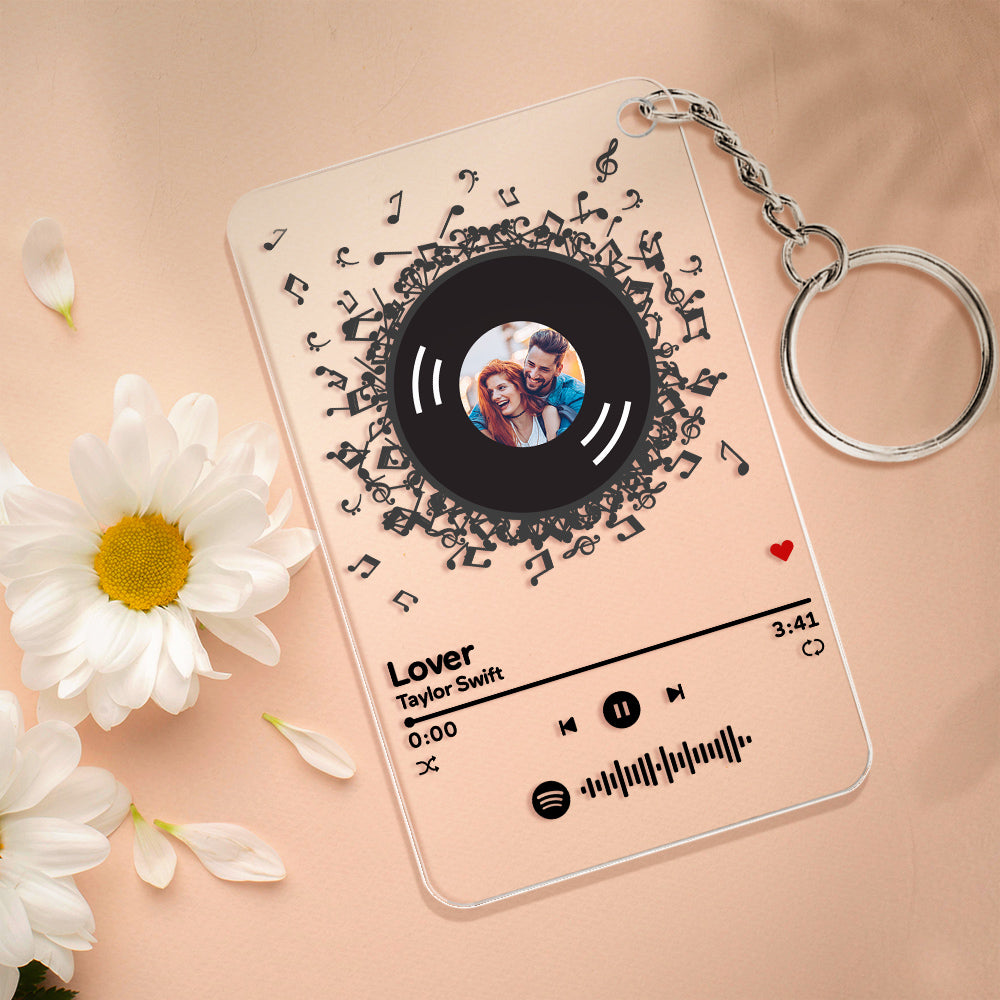 Portachiavi Rettangolare Personalizzato Con Foto, Nomi E Codice Canzone Spotify - Idea Regalo Amore San Valentino Anniversario