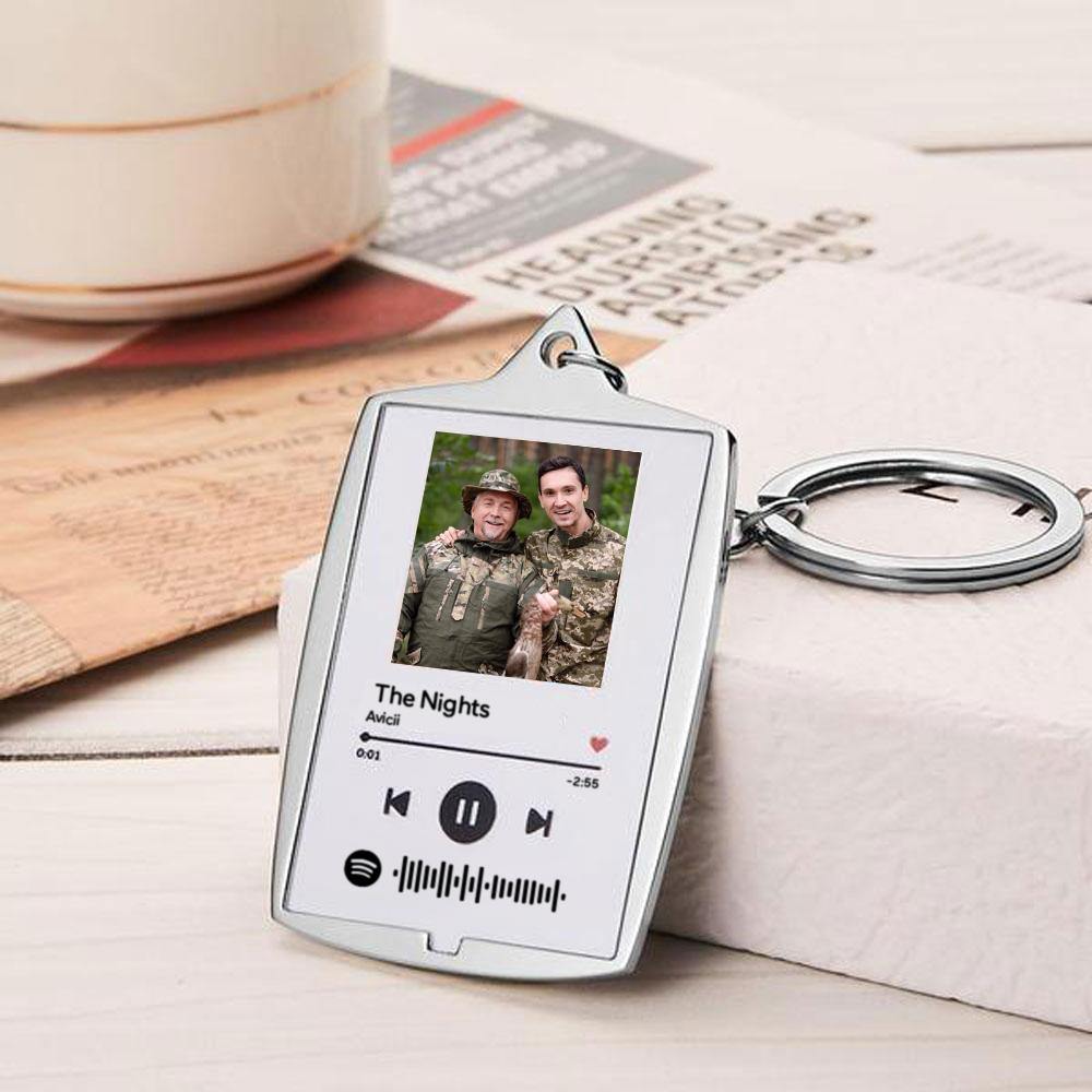 Portachiavi Personalizzato Con Codice Spotify Musicale Inciso, Regalo Perfetto Per Coppie E Anniversari