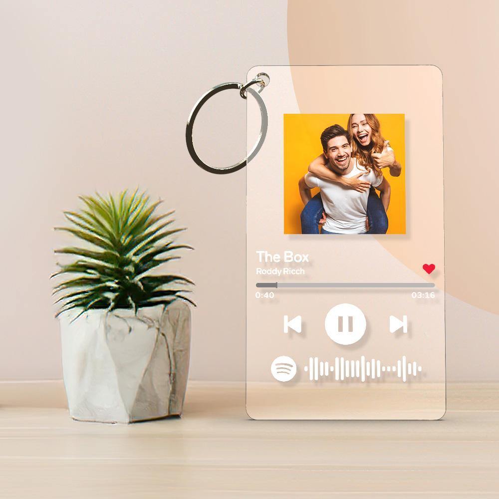 Portachiavi Personalizzato Con Codice Spotify Musicale Inciso, Regalo Perfetto Per Coppie E Anniversari