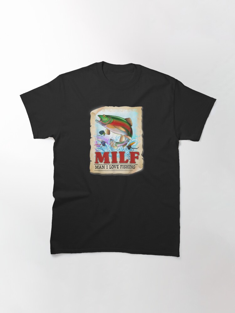 Vintage Milf Man I Love Fishing Funny Fly Fishing Kids T-Shirt - TeeHex