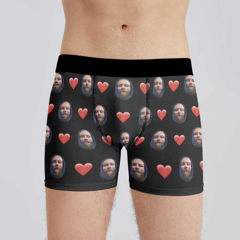 Cold Ones Boxers Custom Photo Boxers Men's Underwear Heart Boxers Black