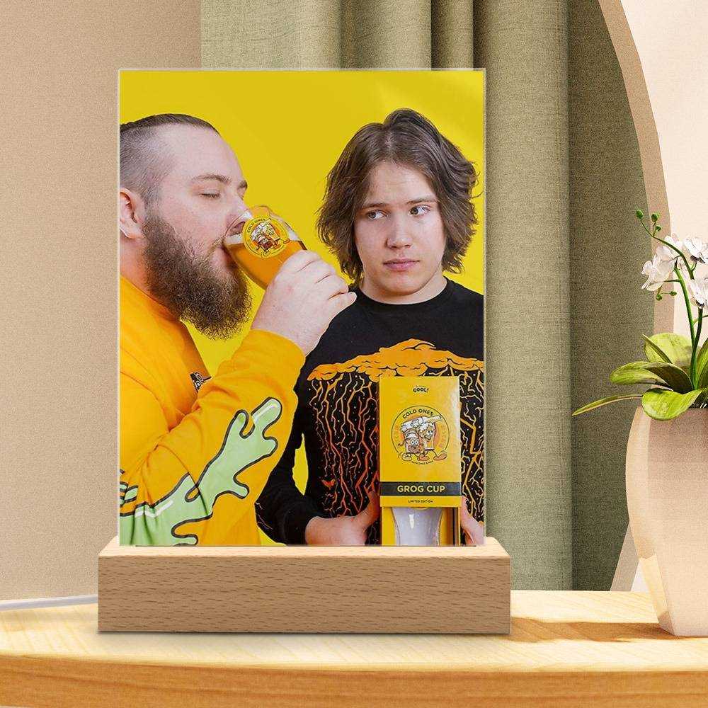 Cold Ones Lamp Classic Celebrity Night Light Chad and Max by Cold Ones Lamp with Wooden Base