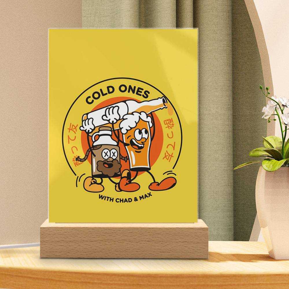 Cold Ones Lamp Classic Celebrity Night Light Funny Cold Ones by Cold Ones Lamp with Wooden Base