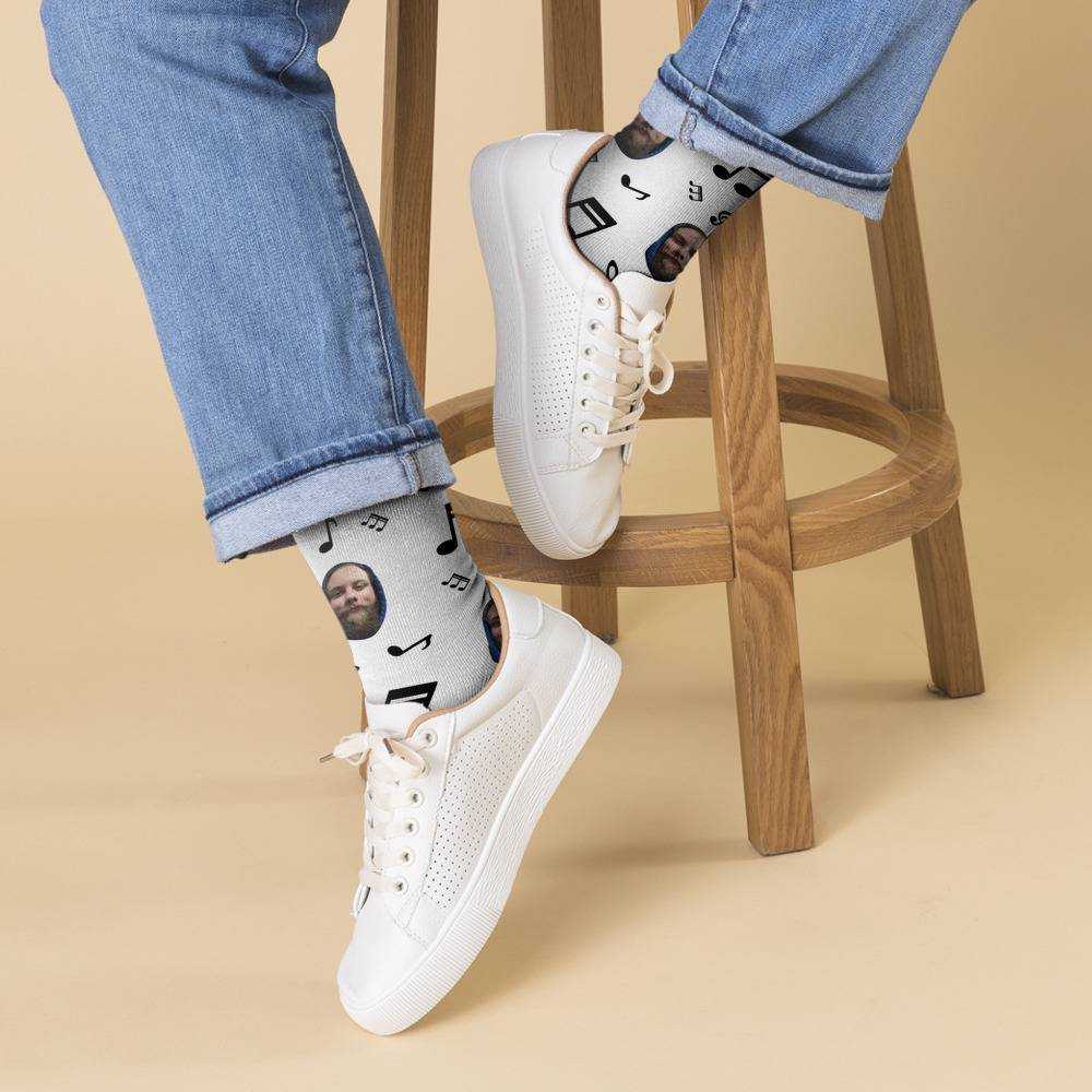 Cold Ones Socks Custom Photo Socks Music Note Socks White