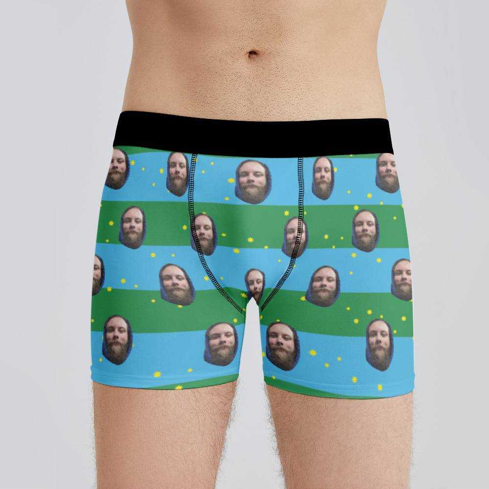 Cold Ones Boxers Custom Photo Boxers Men's Underwear Striped Printed Boxers Blue