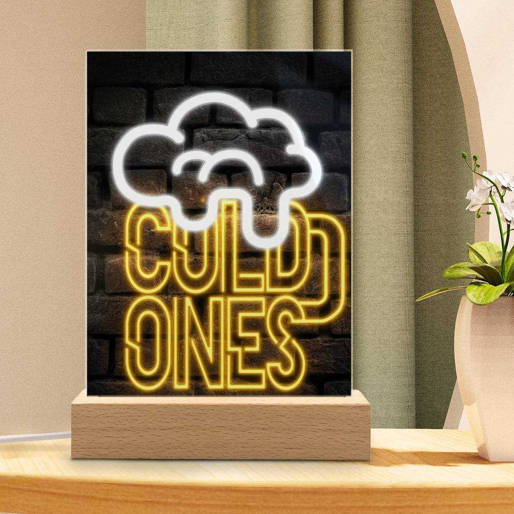 Cold Ones Lamp Classic Celebrity Night Light Cold Ones Logo by Cold Ones Lamp with Wooden Base