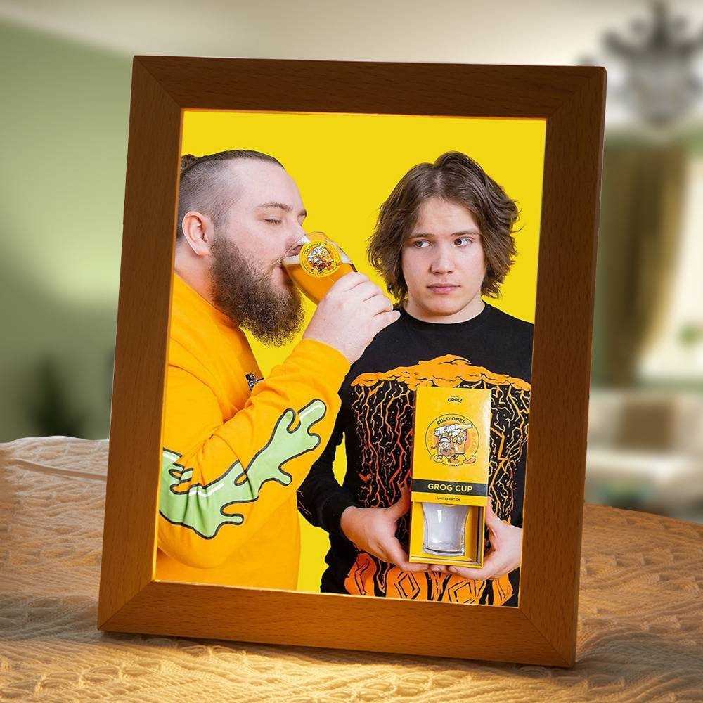 Cold Ones Lamp Classic Celebrity Night Light Chad and Max by Cold Ones Lamp with Wooden Frame