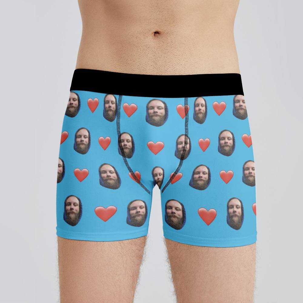 Cold Ones Boxers Custom Photo Boxers Men's Underwear Heart Boxers Blue