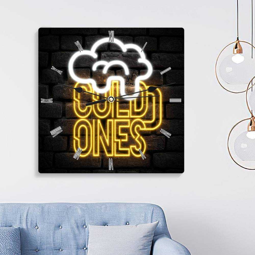 Cold Ones Square Wall Clock Home Decor Wall Clock Gifts for Cold Ones Fans Cold Ones Logo Wall Clock