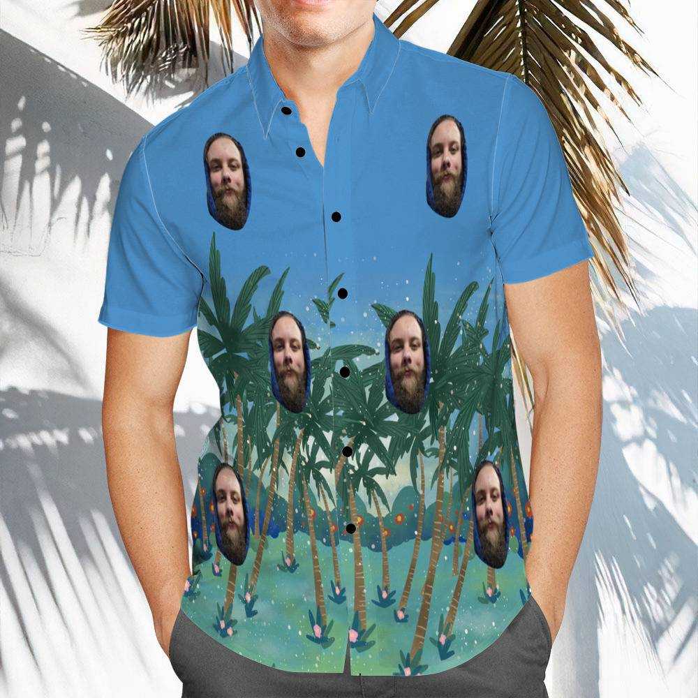 Cold Ones Hawaiian Shirt Custom Photo Hawaiian Shirt Blue Coconut Grove Hawaiian Shirt