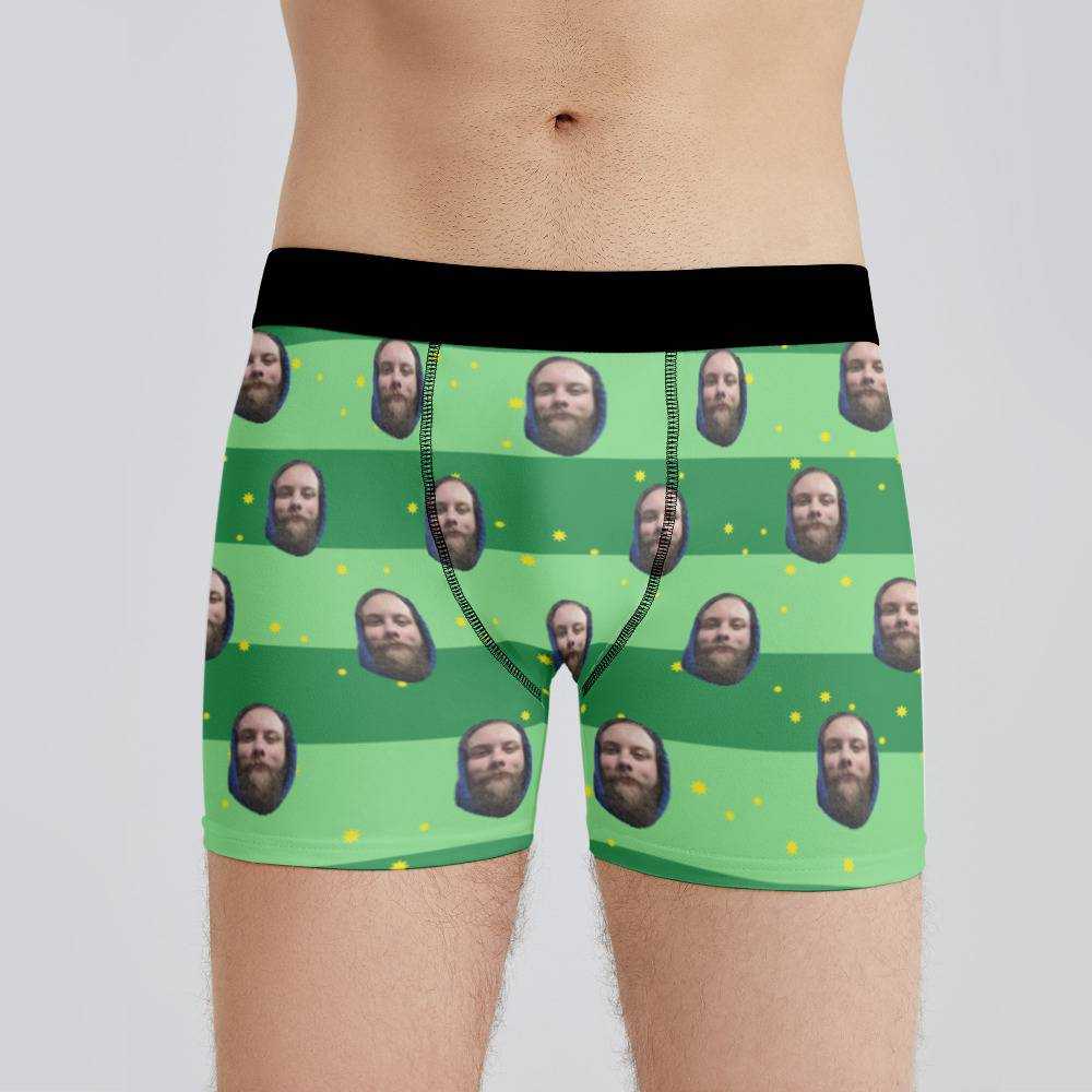 Cold Ones Boxers Custom Photo Boxers Men's Underwear Striped Printed Boxers Green
