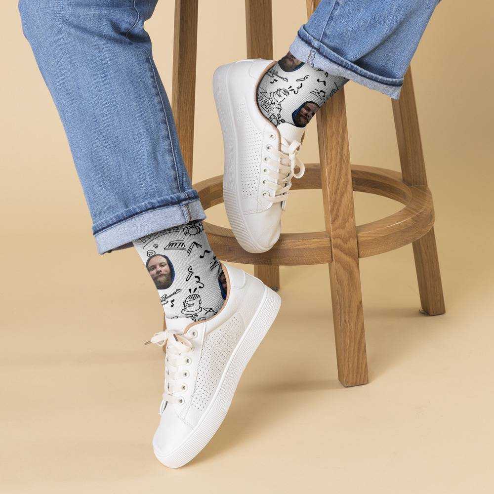 Cold Ones Socks Custom Photo Socks Musical Instruments Pattern Socks White