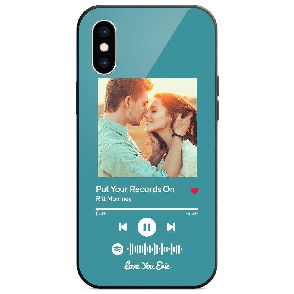 Cover personalizzata per iPhone Spotify Code Music con testo - bianca