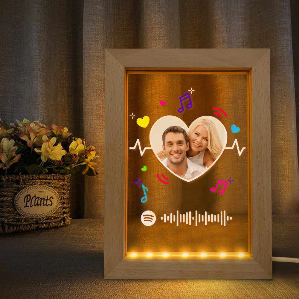 Codice Spotify scansionabile personalizzato Lampada a led artistica con  cuore personalizzato Cornice per foto Nignt Light Gift
