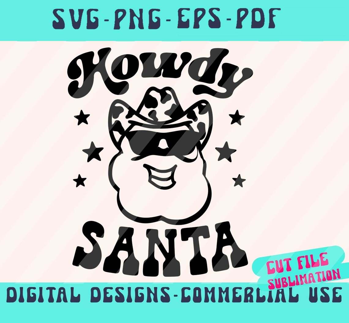 Cow Print Cowboy Hat Svg, Cowboy Santa Christmas SVG#1