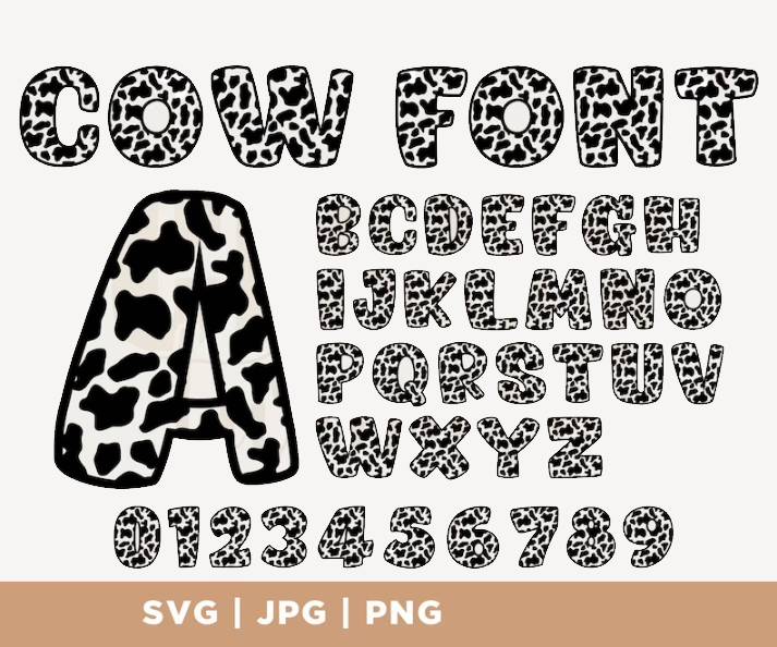 Cow Print Letters Svg, Cow Alphabet SVG | cowprintsvg.com