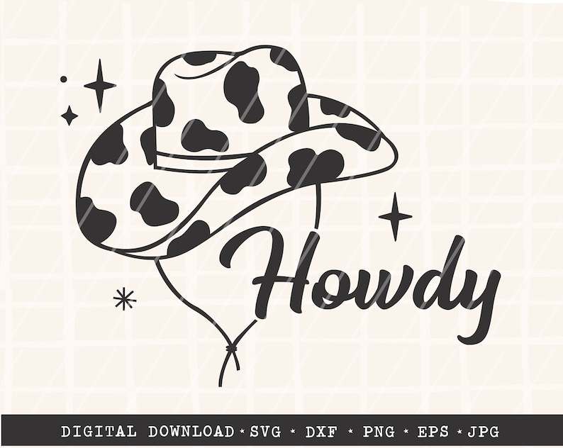 Cow Print Cowboy Hat Svg, Howdy SVG#1