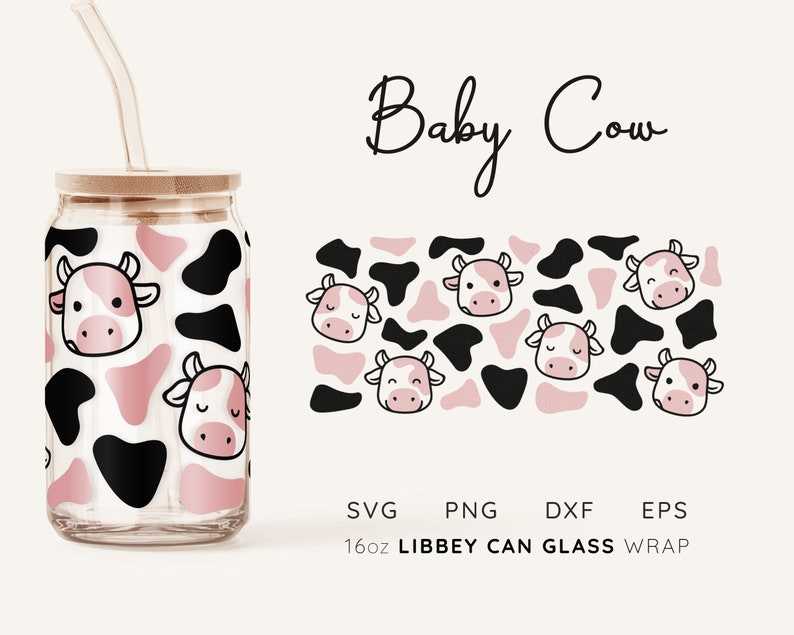Cow Print Svg for Cup, Cow LIBBEY GLASS SVG#1