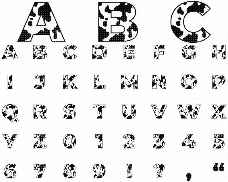 Cow Print Letters Svg, Cow Print Alphabet Svg#1