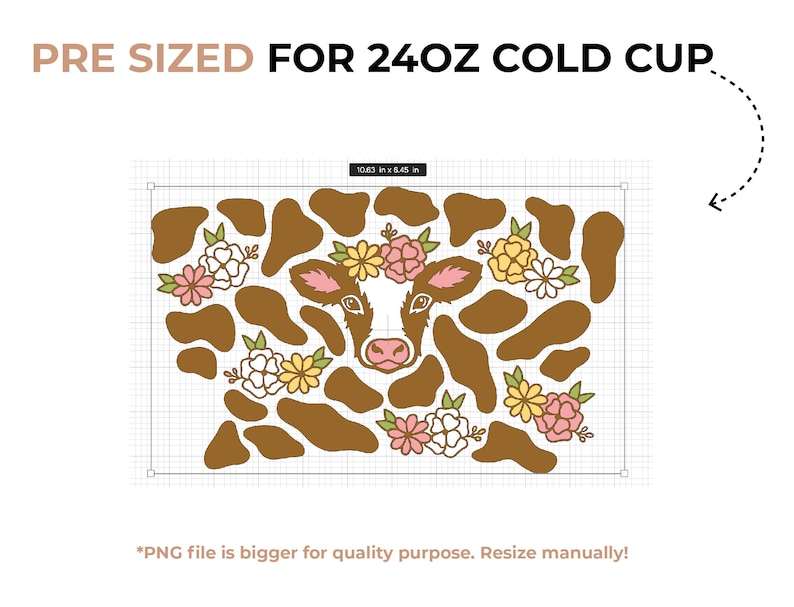 Cow Print Svg for Cup, Cute Flower Cow Cup Svg#6