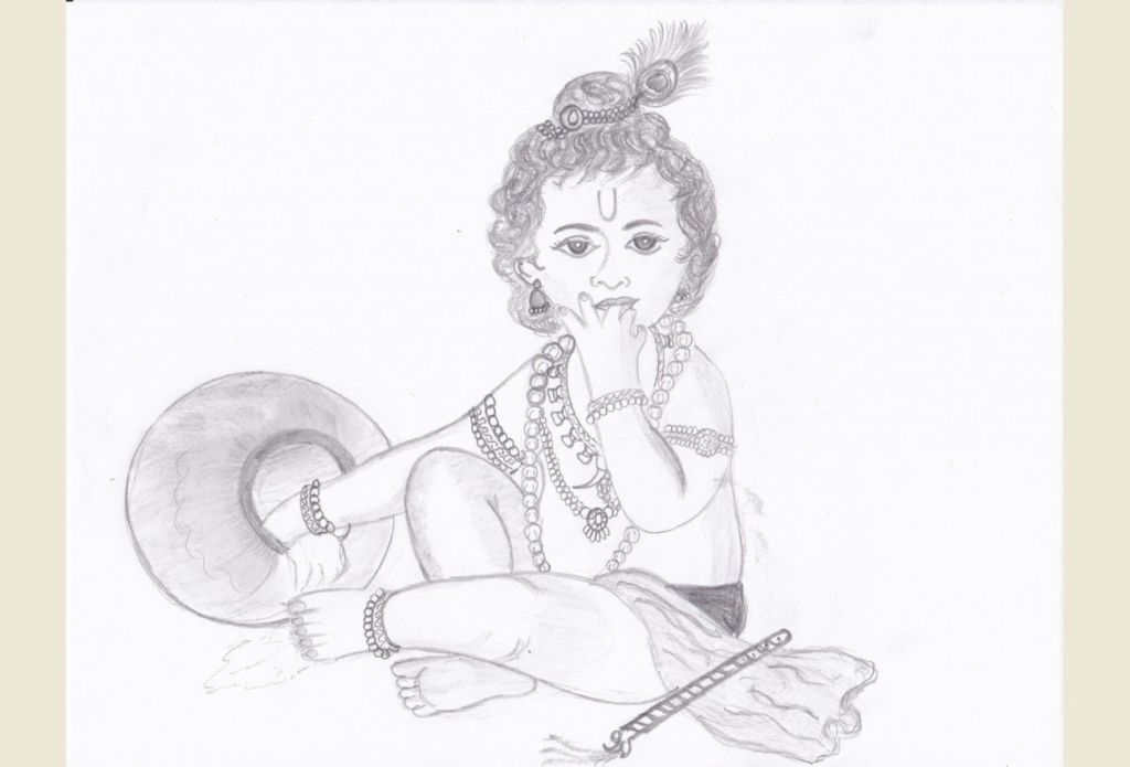 cute krishna drawings pencil