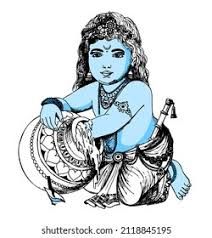 drawing of god krishna