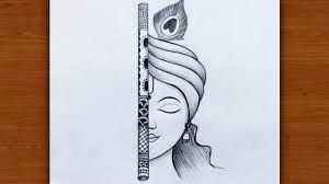 cute krishna drawings pencil