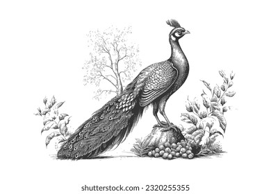 peacock sketch drawing