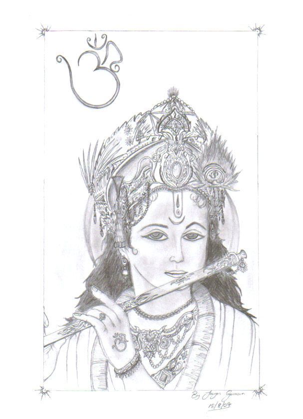 cute krishna drawings pencil