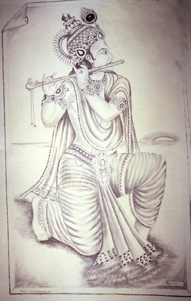 cute krishna drawings pencil