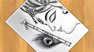 cute krishna drawings pencil