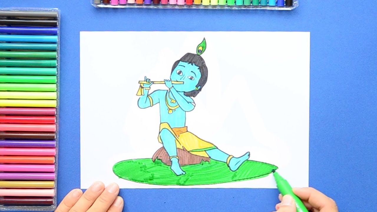 easy simple drawing of krishna